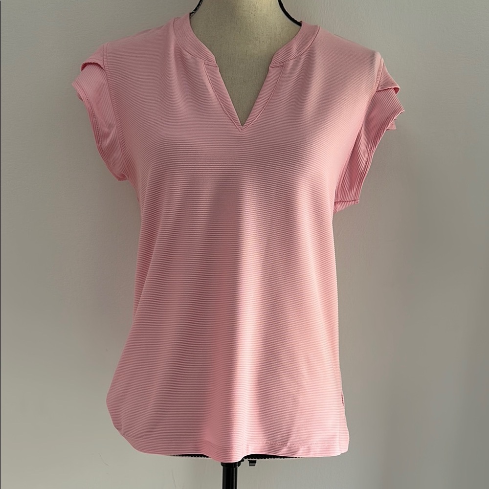 RPVU5T RBX Pink V-Neck UPF 50 Top